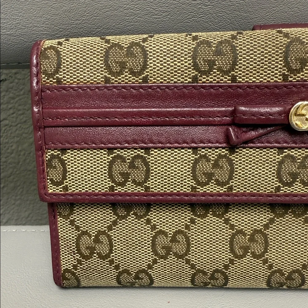 Gucci Tan and burgundy Women's Wallet - Picture 4 of 14